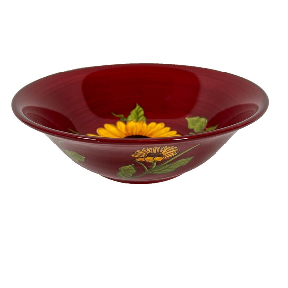 Ceramic Serving Bowl Tuscan Sunrise Sunflower Hand Painted Canterbury Potteries - Picture 2 of 8